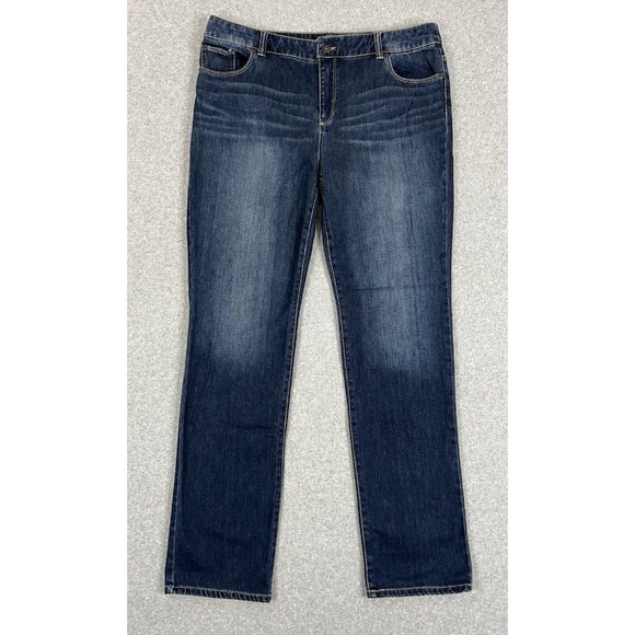 Chico’s Platinum Denim Women’s Jeans Size 3 Regular Dark Wash Straight Leg - Picture 1 of 15